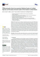 Addressing the Early Successional Habitat needs of At-Risk Species on Privately Owned Lands in the Eastern United States